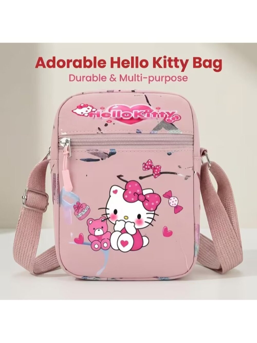 Hello Kitty Women's Shoulder Bag Crossbody Bag Oxford Cloth Thickened Wear New